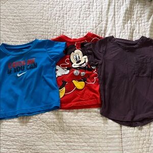 Nike Blue Graphic Tee and Disney Red Mickey Mouse Tee Set